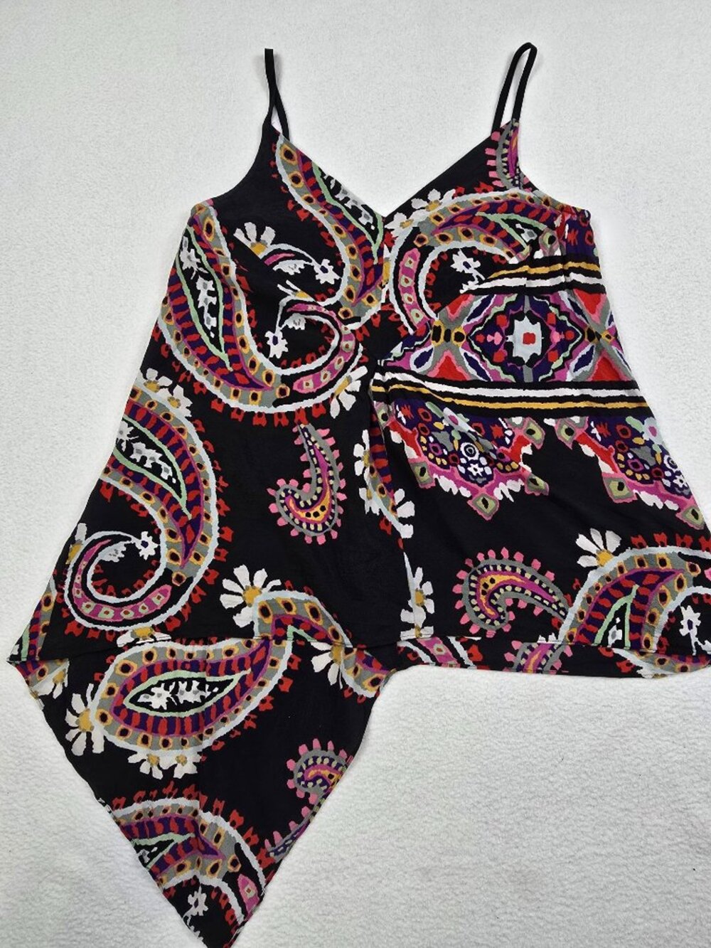 Anthropologie HD In Paris Size 0 Paisley Handkerchief Hem 100% Silk Top